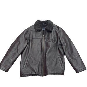 Vintage R&R Casuals Leather Jacket Mens Extra Large Biker Cotton Collar